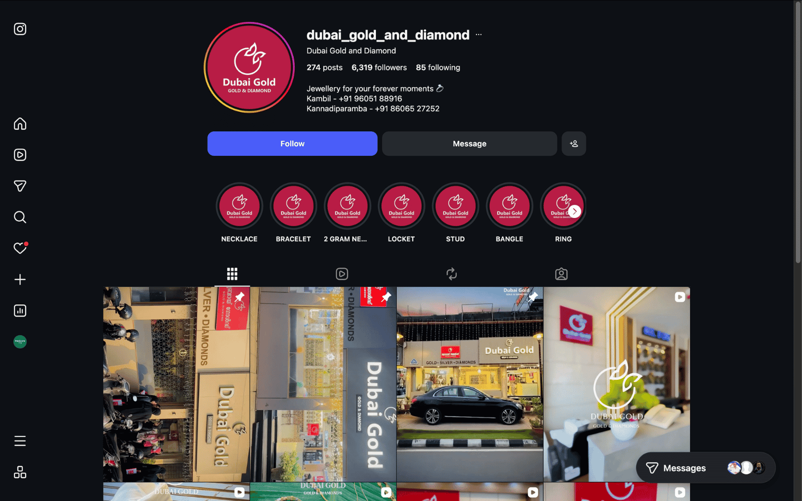 Dubai Gold and Diamonds social media management